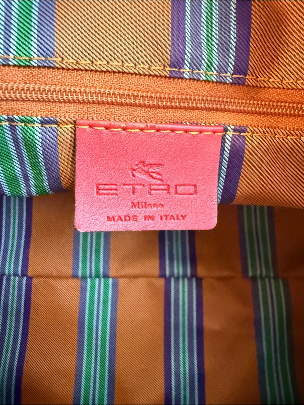 Etro Burnt Orange Paisley Embossed Leather Satchel Boston Bag - Picture 14 of 15